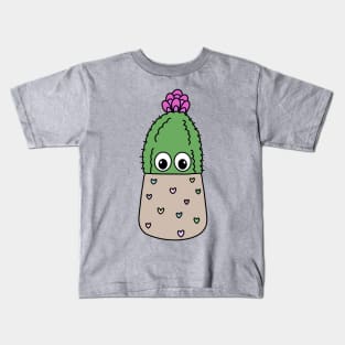 Cute Cactus Design #281: Cute Cactus In Dainty Heart Pot Kids T-Shirt